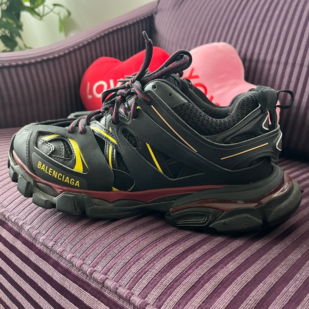 Balenciaga Black and Yellow Sneakers with Rugged Design